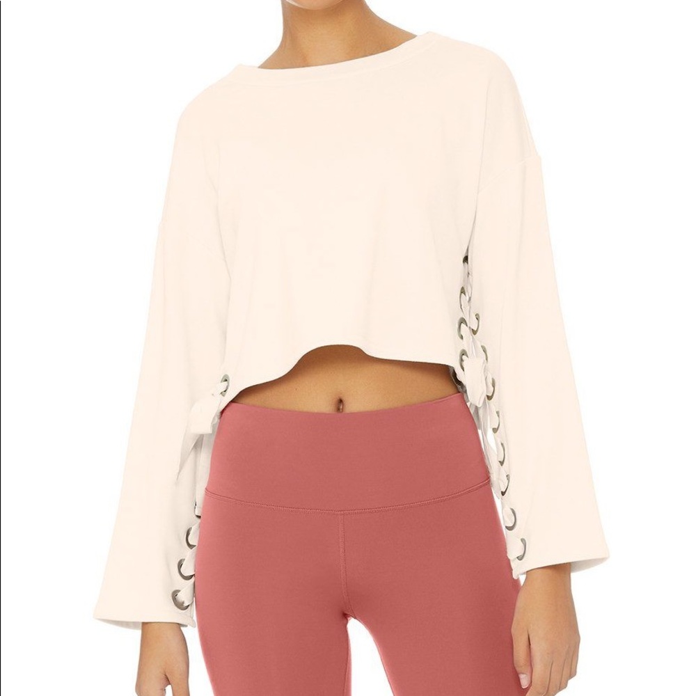 Alo Cream Suspension Lace Pullover